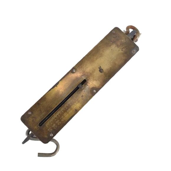 Vintage Detecto Scales No. 4100 1-100lbs Brass Hanging Spring Balance Scale NY - Picture 2 of 8